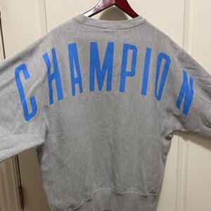 Champion Gray Crewneck Sweatshirt with Blue Back Logo